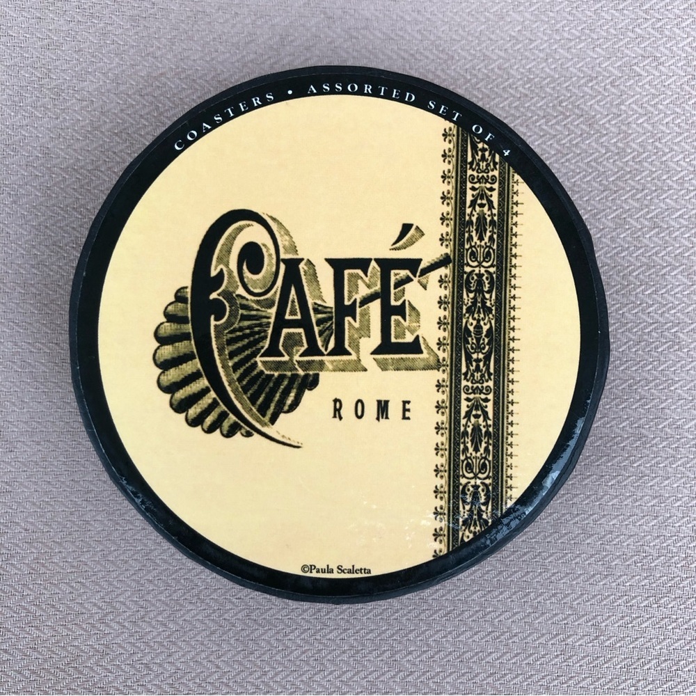 Paula Scaletta Ceramic Coaster Set of 4 European Cities Cafe Sign - Picture 3 of 9